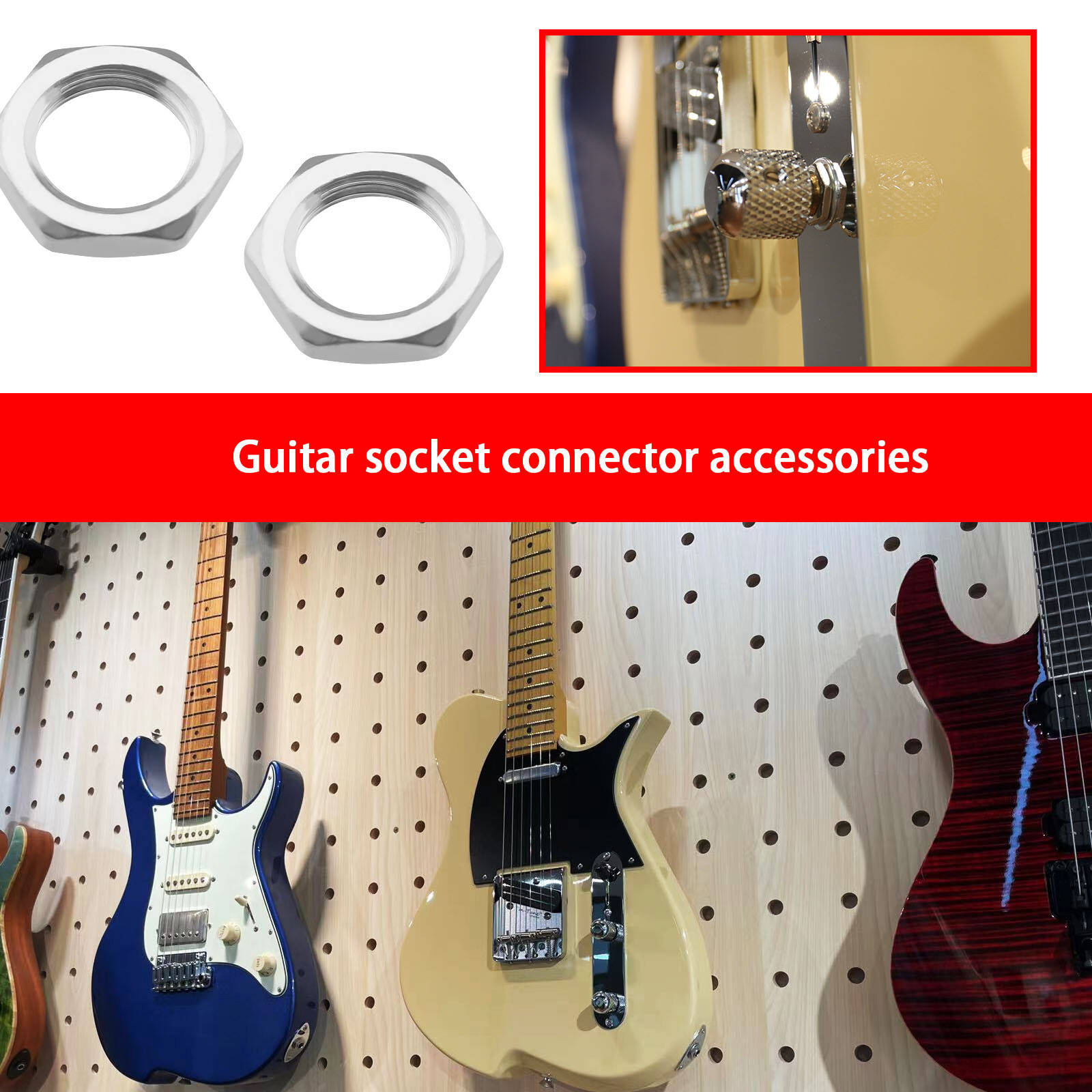 30 Pairs Guitar Pots Hex Nuts Washers Set for Electric Guitar Bass