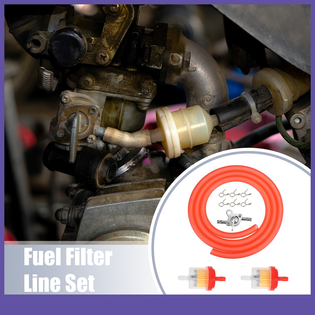 SET OF TWO INLINE FUEL GAS FILTER ASSEMBLY FOR DINLI 50CC