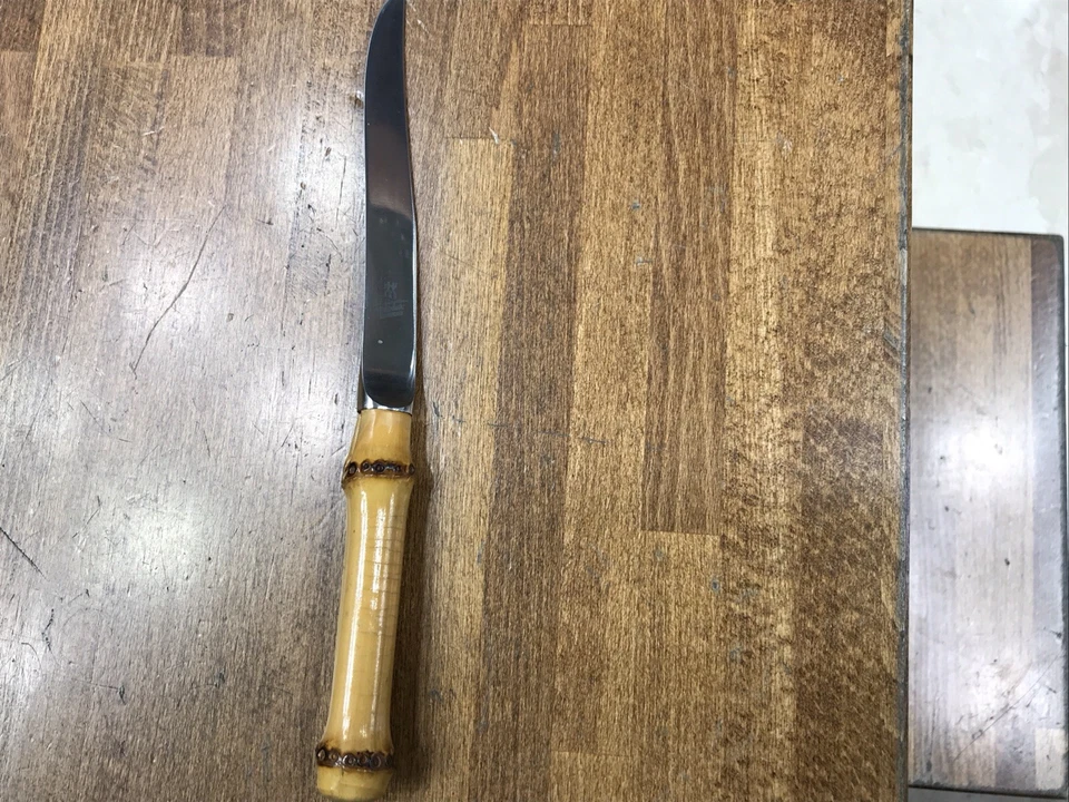 SET 6 COLTELLI DA TAVOLA J.A.HENCKELS ZWILLING MANICO IN BAMBOO VINTAGE ULTRARAR - Imagen 3 de 4