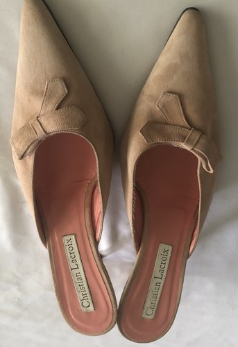 Christian Lacroix Pink Suede Mules Slip On Ladies Shoes Size 39 1/2 - Picture 3 of 12