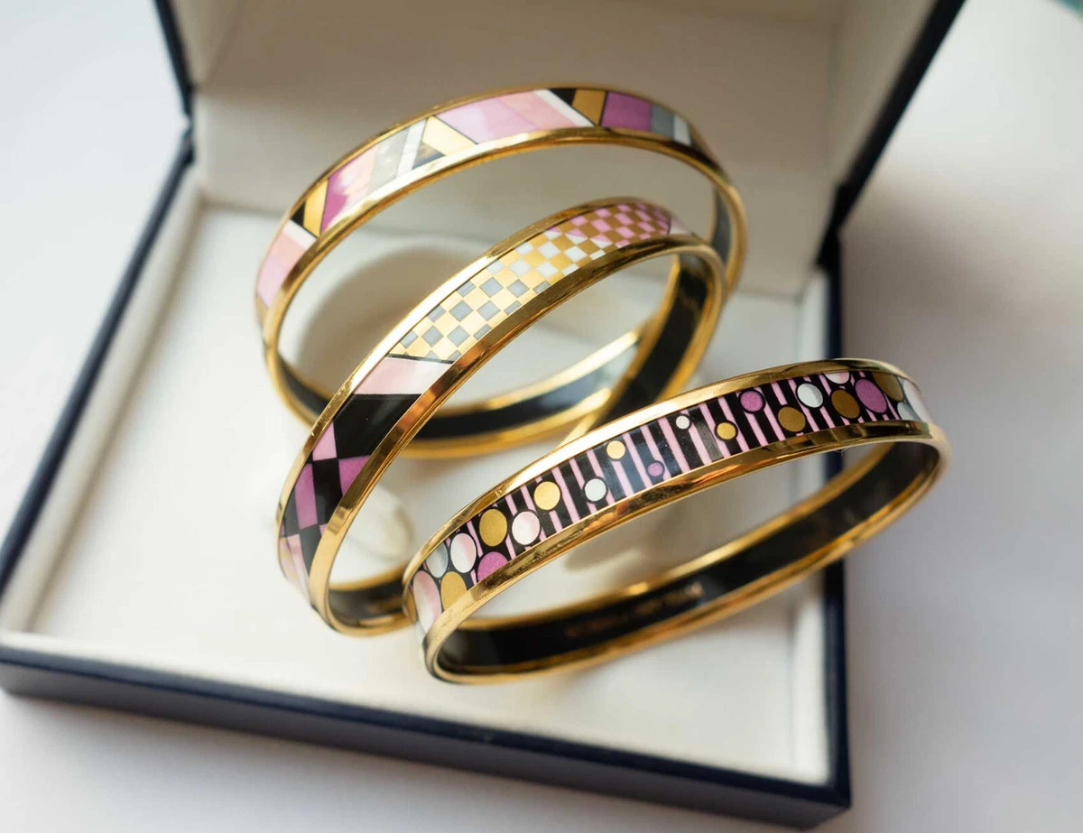 Rare MICHAELA FREY WILLE Set three Bangles Bracelets Geometric