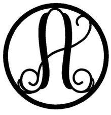 Metal Art Vine Monogram Custom Letter Black or White 12" 16" 24" Metal Art   