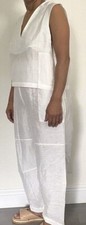 Lunya Resort Linen Catton Silk Pajama Set Ivory V-Vest Long Pants