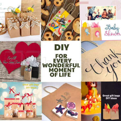 200 x Bulk Kraft Paper Bags Gift Shopping Carry Craft Brown Bag with Handles AU - Picture 2 of 24