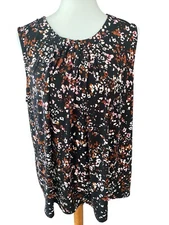 Croft & Barrow Sleeveless Black With Multicolor Print Top-Size XXL