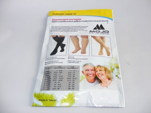 Mojo Compression Pair Socks Hose Knee Hi Closed Toe XL Beige 20-30 mmHg NIP New