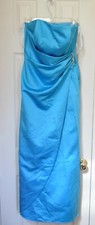 David  s Bridal Light Blue Satin Gown w/Side Drape  Brooch size 8
