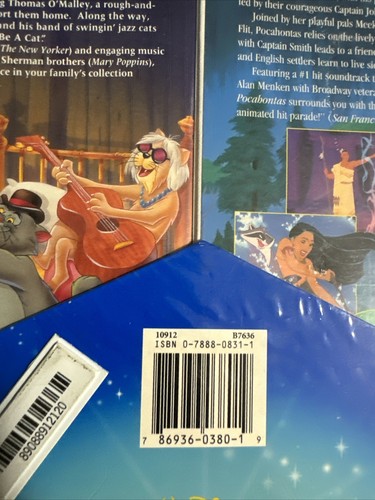Original 2Pack Disney Masterpiece Pocahontas,The Aristocats VHS Sealed 1996 RARE - Picture 9 of 9