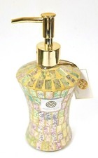 NEW GOLD MULTI GLASS SQUARE MOSAIC REFLECTIVE SOAP DISPENSER,SHINY GOLD PUMP