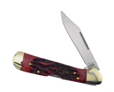 Caliber Lockback 4.25" Folding Pocket Knife - Brown Jigged Bone Handles - NEW