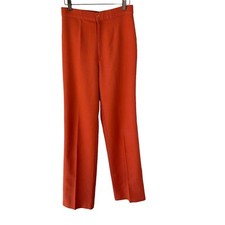 Vintage 70s Rusty Orange High Waist Wide Leg Trouser Pants Medium Tall