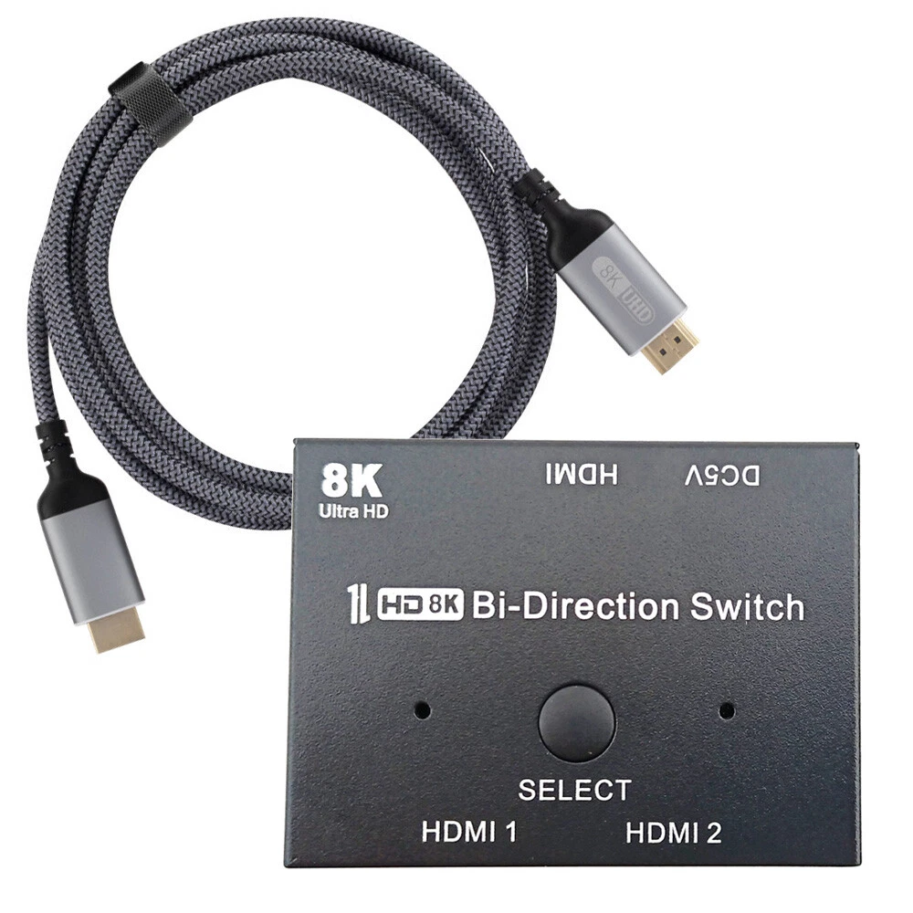 HDMI 2.1 Switch 8K Bi-Directional HDMI Switcher 2 in 1 Out HDMI Splitter 1  in