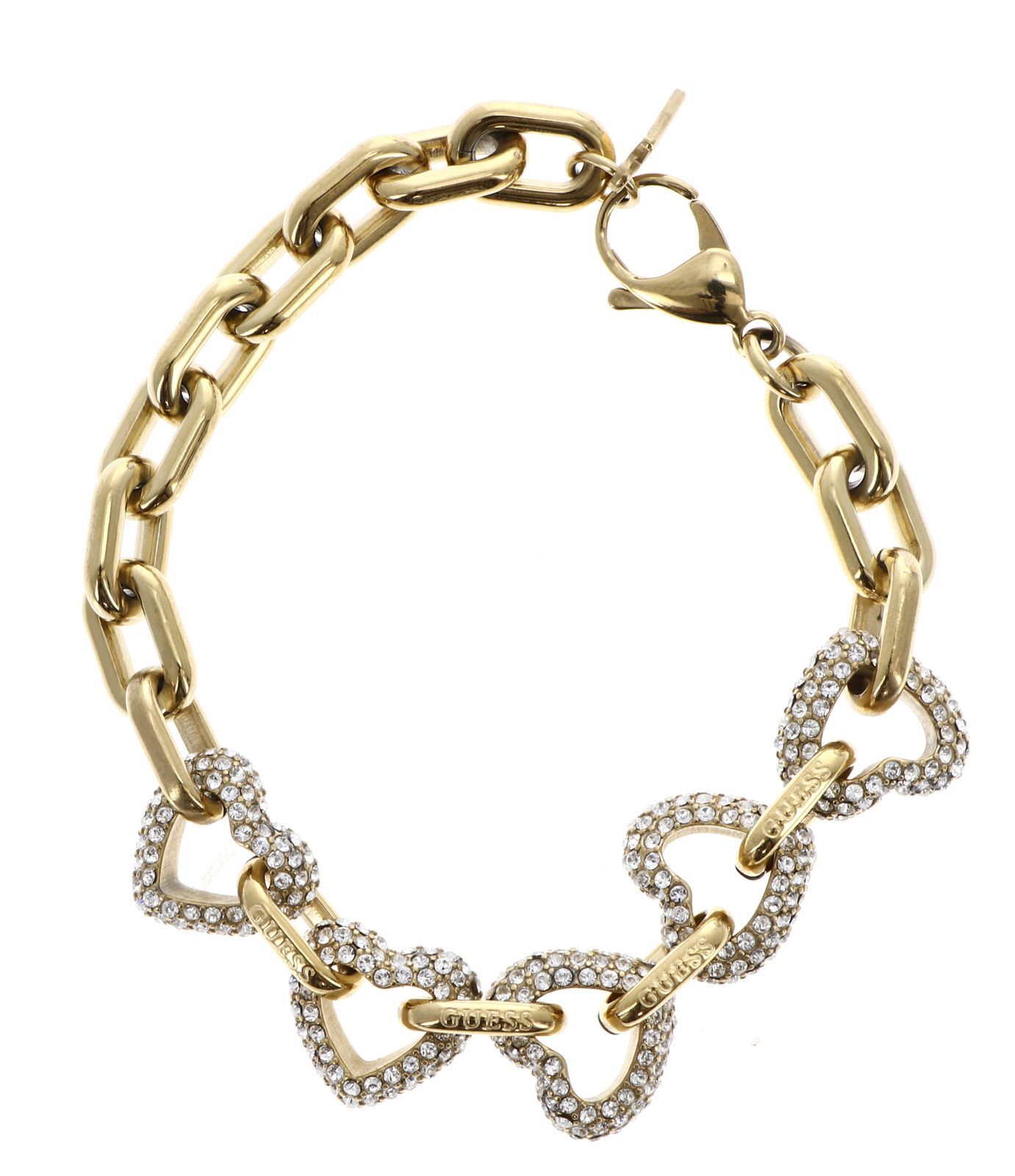 GUESS bracelet Beloved Multi Pave Hearts Bracelet S Yellow Gold