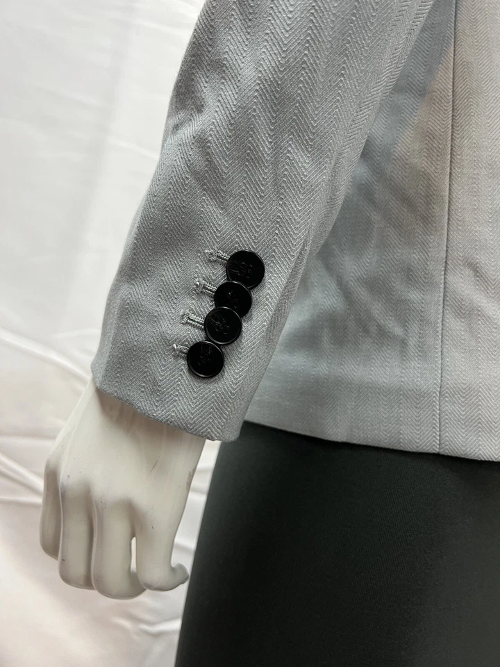 Chaqueta Blazer Para Mujer H&M Azul-Gris Espiga Botón Único Ventilación Única XS Foto 2 de 4
