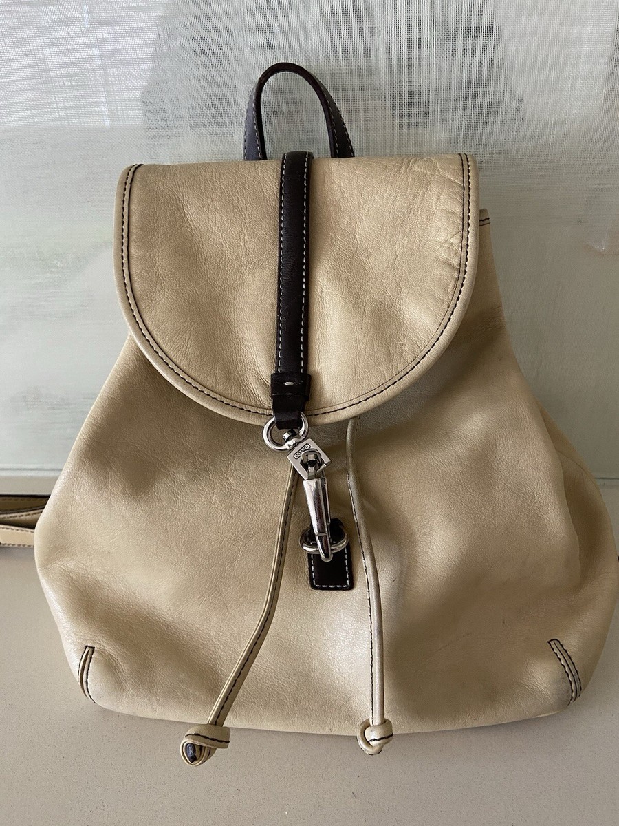 Vintage Coach Legacy Beige Leather Drawstring Backpack 9368 Vintage Coach Legacy Beige Leather Drawstring Backpack 9368