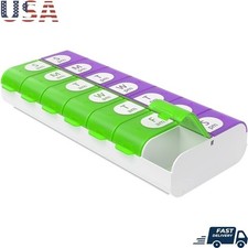 AM PM Pill Organizer Dual Compartment Removable Tray Easy Daily Dose Management