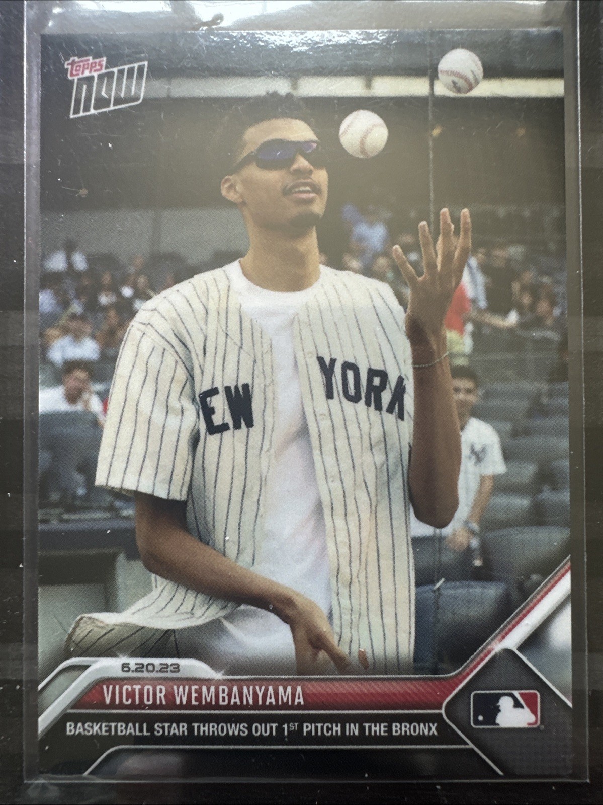 2023 Topps Now Victor Wembanyama #472 Yankees First Pitch SP Basketball!