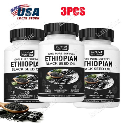 #ad Ethiopian Black Seed Oil Softgels 4.64% Thymoquinone Gluten Free 60 Capsules $49.99