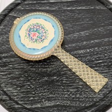 Vintage Plastic Lucite Floral Hair Brush Nylon Bristles