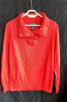 Pull Orange Ralph Lauren 100 % Coton Taille M - Photo 1/4