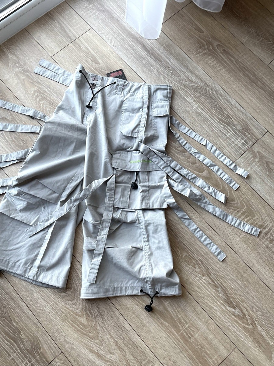 Vintage Y2K Criminal Damage Baggy Parachute Bandage Cargo 3/4