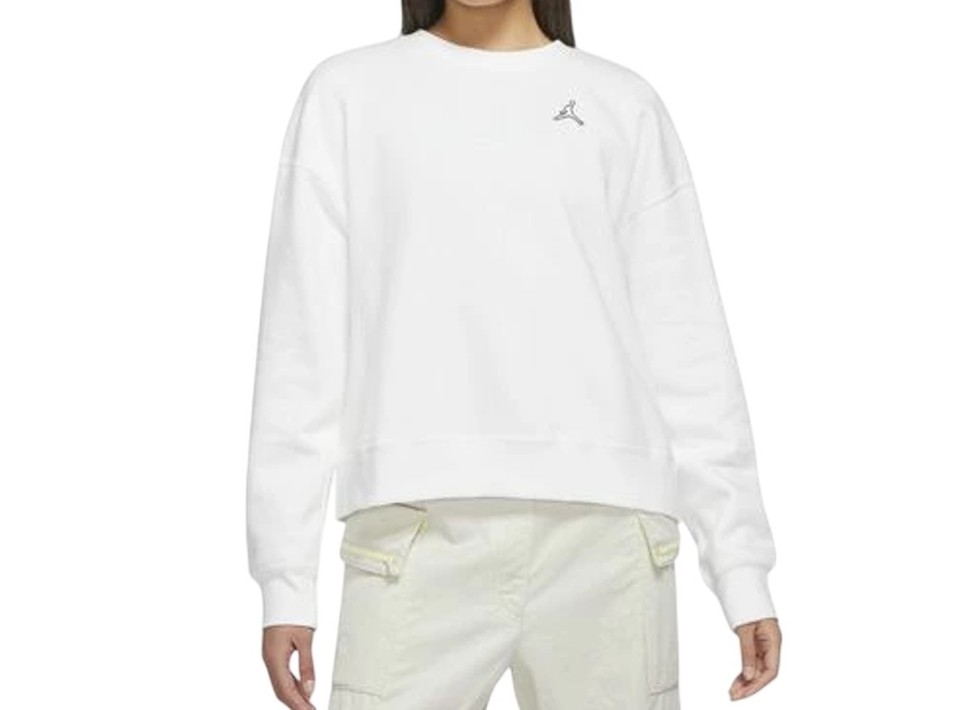 Jordan Crewneck Jumper Womens XL White 23 Graphic Pullover Loose Fit Streetwear