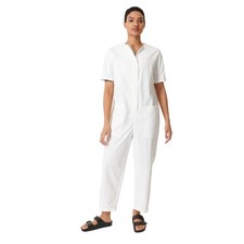 Large Sweaty Betty Agile Boilersuit White Short-Sleeve Jumpsuit Pockets FreeShip