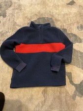Janie And Jack Fleece Color block Pullover  7-8 Blue With Red Stripe