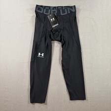 NWT Under Armour HeatGear 3/4 Compression Pants Mens Medium Black Tights 1361588