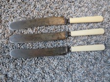 Vintage J. Russell & Co Green River Works Bone Handle Knives Set of 3