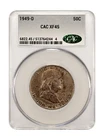 1949-D Franklin Silver Half Dollar CAC XF45 CACG Denver Mint USA Coin Toning