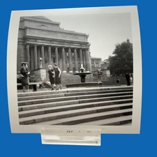 Columbia University 1963 Library Fountain Photo Black White Snapshot 3.5 x 3.5"