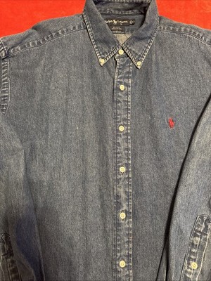 Ralph Lauren BLAKE XLデニムシャツ Vintage Polo Ralph Lauren Denim Shirt Blake Men XL Button Down