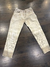 Vintage 90s Rare ROBERTO CAVALLI Distressed Floral Jeans Denim Women s S