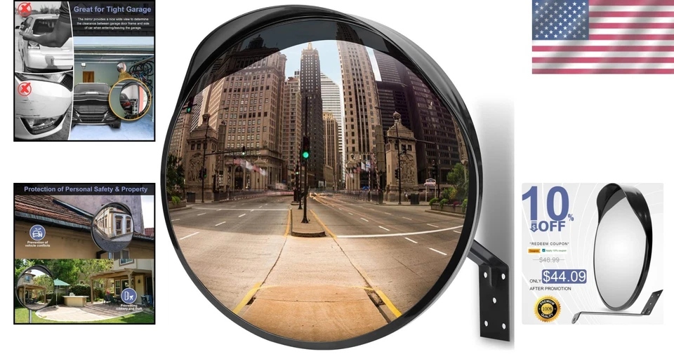 Wide View 18-Inch Security Mirror with Swivel Assembly for Blind Spot Protection - Image 2 of 4