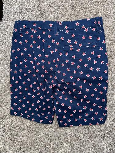 J Crew Crewcuts Boys Shorts Size 8 Navy Blue Red Stars Flag Adjustable Waist - Picture 3 of 5