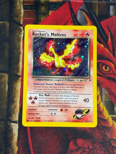 Pokémon Rocket's Moltres 12/132 Pokemon TCG Gym Heroes Unlimited Holo Rare NM