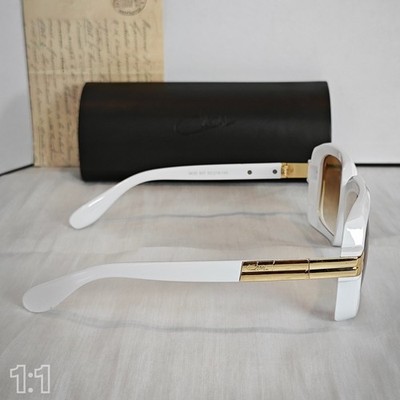 Cazal Sunglasses White Golden Frame Brown Lens Unisex Retro Hiphop