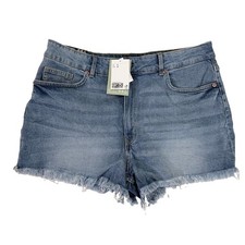 NWT H M Women s Size 12 High Waist Denim Shorts Cutoff Frayed Light Wash NEW