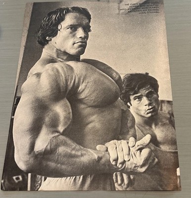 Arnold Schwarzenegger/Franco Columbu MASSIVE Side Chest Bodybuilding Photo