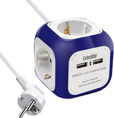 EXTRASTAR Steckdosenwürfel Mit 2 Usb-Anschlüssen(5V/2.1A), 4-Fach Steckdosenleis