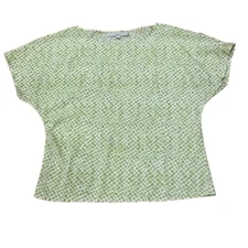 Loft Green & White Reptile Print Chiffon Blouse - XS