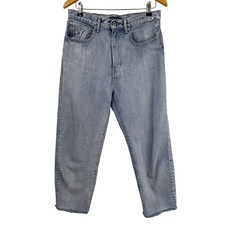 Levi's Made  Crafted Barrel Crop Jeans Women 27 Light Wash Raw Hem Relaxed Fit