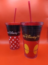 Disney Mickey and Minnie Matching Cups With Lid And Straw
