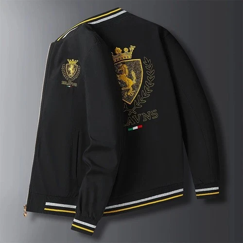 Men's Embroidered Baseball Bomber Jacket Slim Fit Autumn Casual Varsity Coat image 3