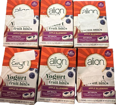 6 Pack Probiotic Fruit Bites Align Yogurt Coated Apple Blueberry