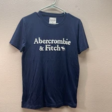 Abercrombie & Fitch Shirt Adult XS Spell Out Embroidery Soft A&F Tee Navy