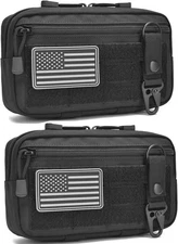 2 Pack Tactical Molle Admin Pouch with US Flag Patch, EDC Utility Tool Pouch