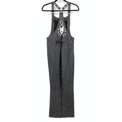 Friend Of Mine Maverick Leather Overalls Womens Apx Sz US 8 Black