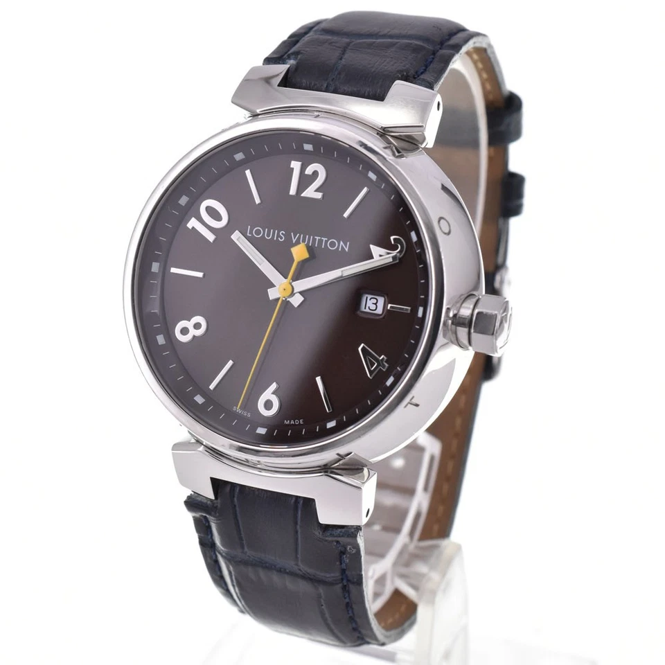 Reloj de cuarzo para hombre LOUIS VUITTON Tambour Q1111 fecha esfera marrón R#143593 Foto 2 de 4
